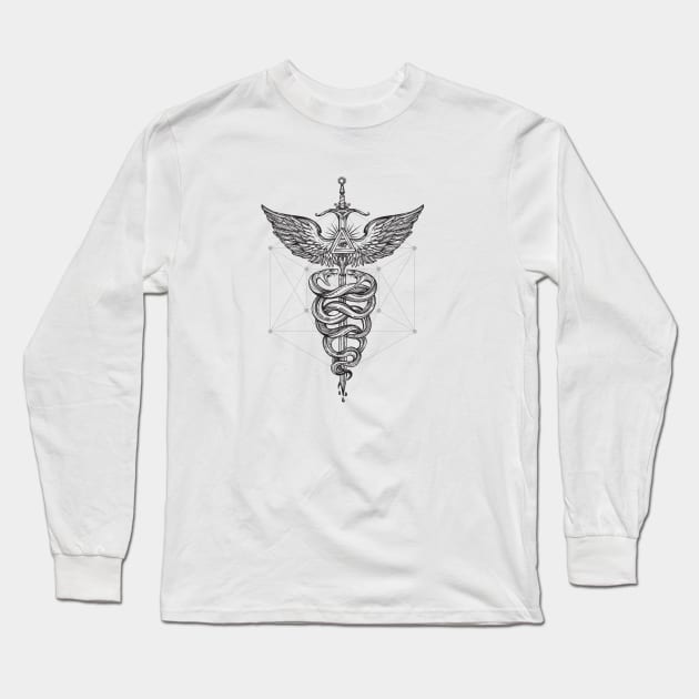 Caduceus_Black Long Sleeve T-Shirt by spicoli13